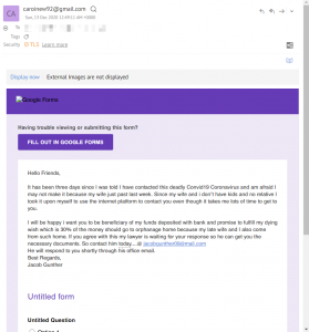 Gmail and Google Forms 419 scam