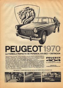 1970 Peugeot 404 advertisement, Chile