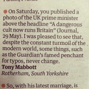 The Guardian cult typo