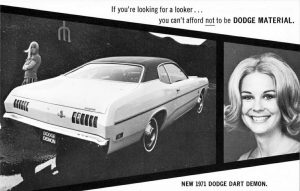 Cheryl Miller promotes the 1971 Dodge Demon