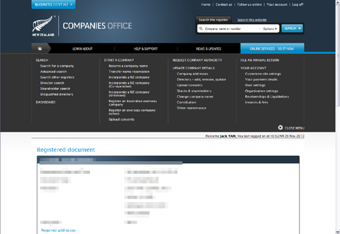Companies' Office website
