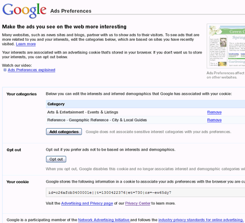 Google Ads Preferences Manager issue conﬁrmed by NAI