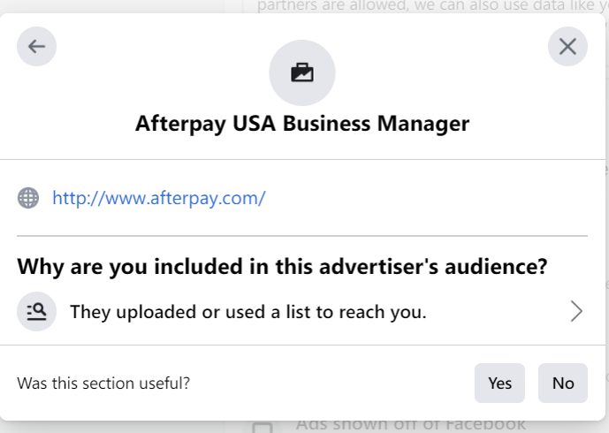 Afterpay wants my account details (even though I don’t have an account) to investigate its own activity