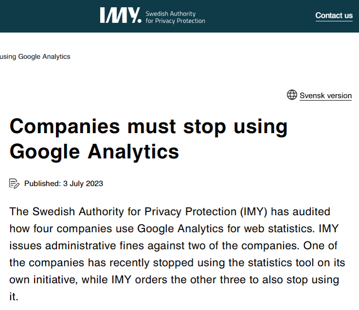 Companies must stop using Google Analytics