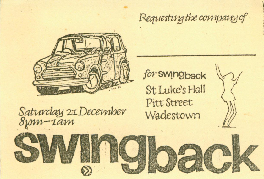 Ticket for a dance called Swingback