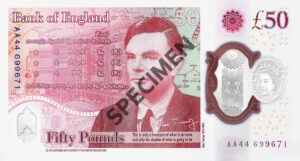 UK £50 note with Alan Turing
