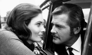Hildegard Neil and Roger Moore in The Man Who Haunted Himself